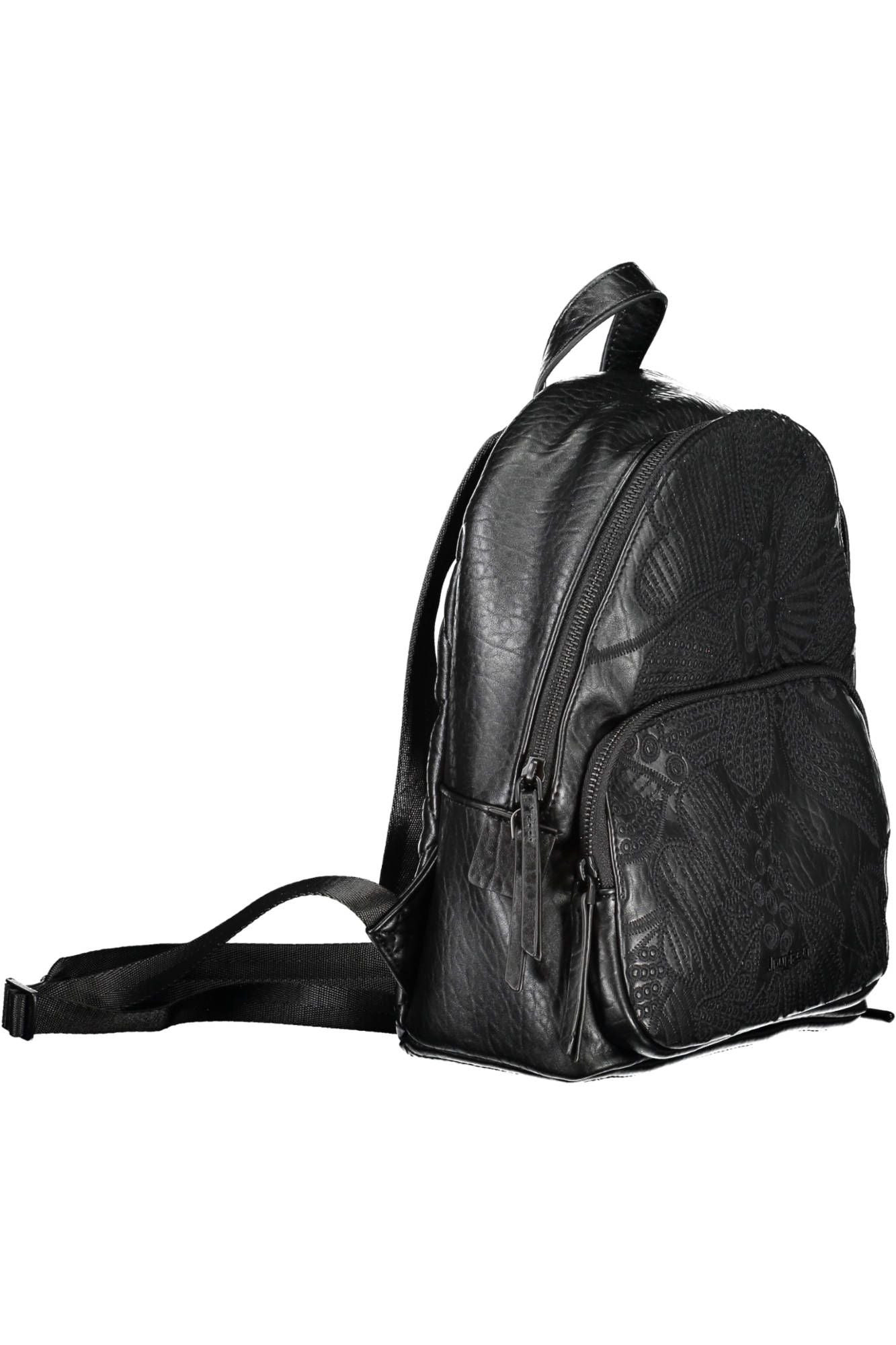 Desigual Embroidered Black Backpack with Contrasting Details