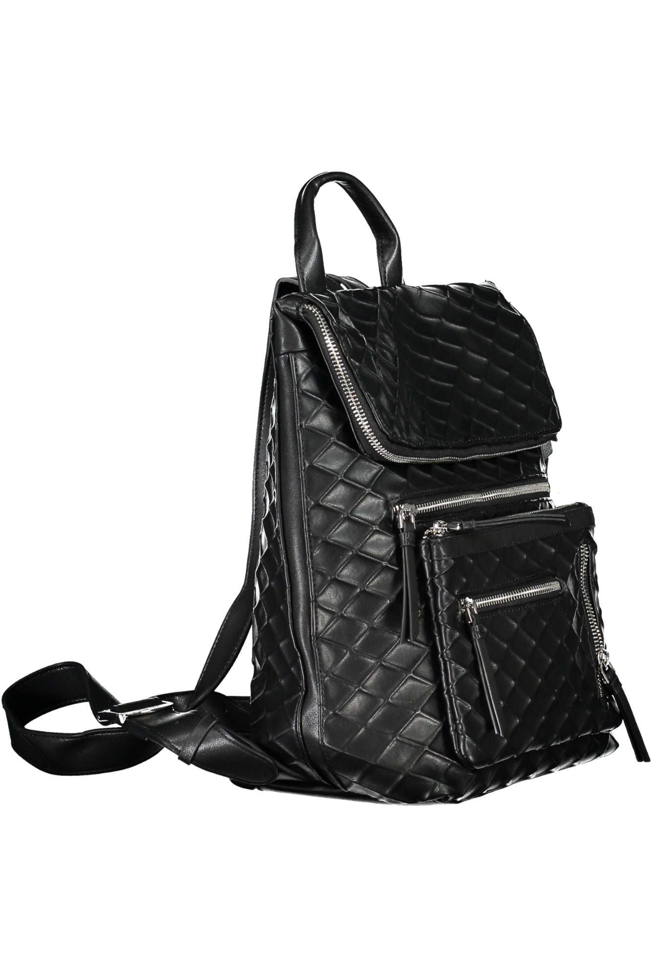 Desigual Chic Black Polyurethane Backpack with Contrast Details