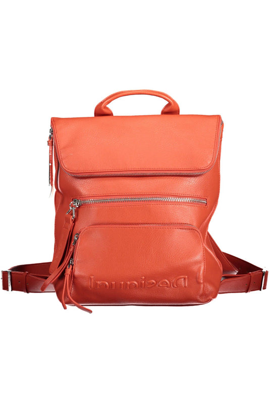 Desigual Vibrant Red Urban Backpack with Adjustable Straps