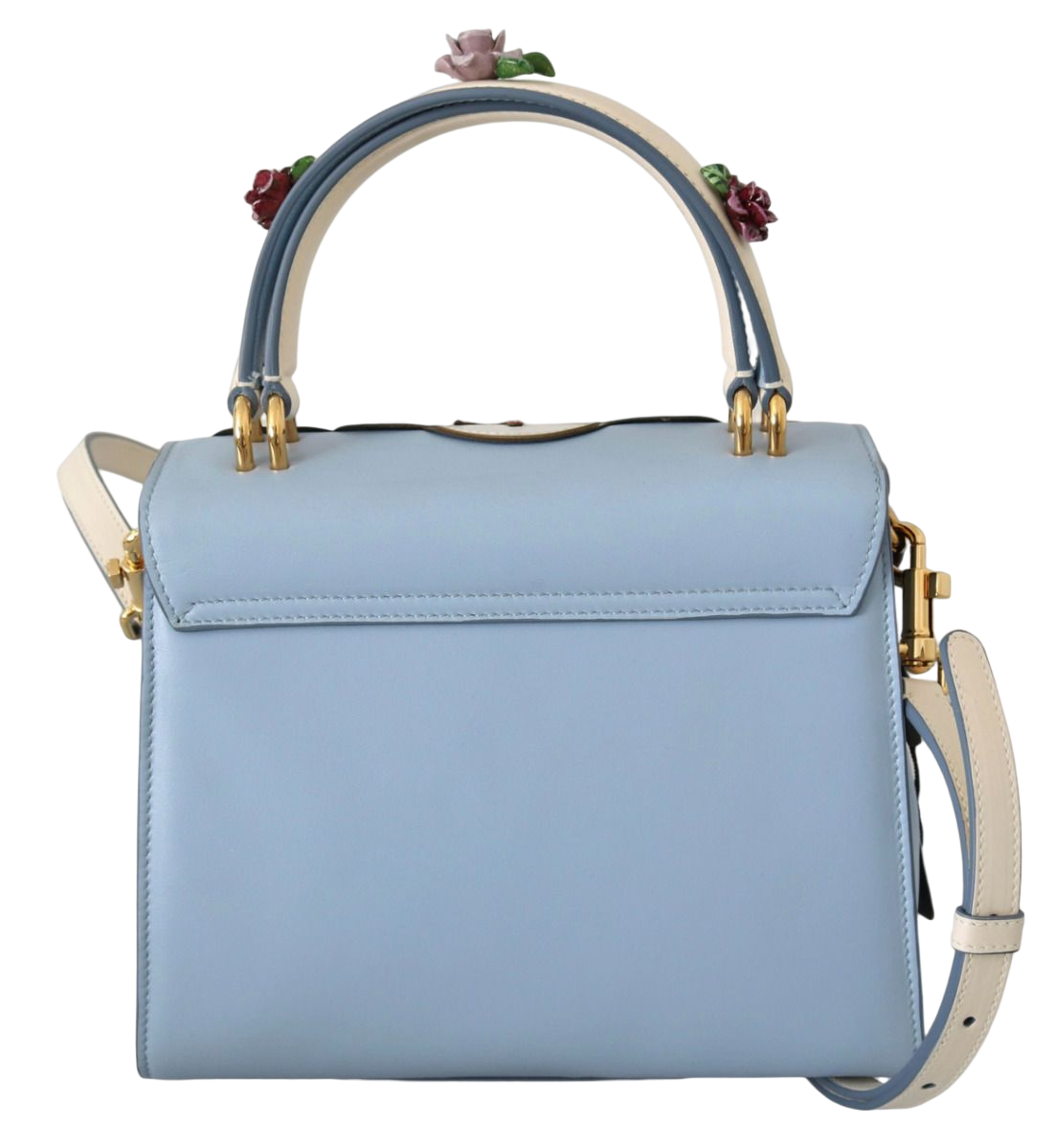 Dolce & Gabbana Dolce & Gabbana Blue Leather OOPS Roses Crossbody WELCOME Women's Bag