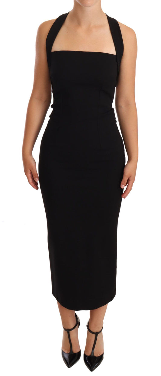 Dolce & Gabbana Elegant Black Sheath Halter Dress