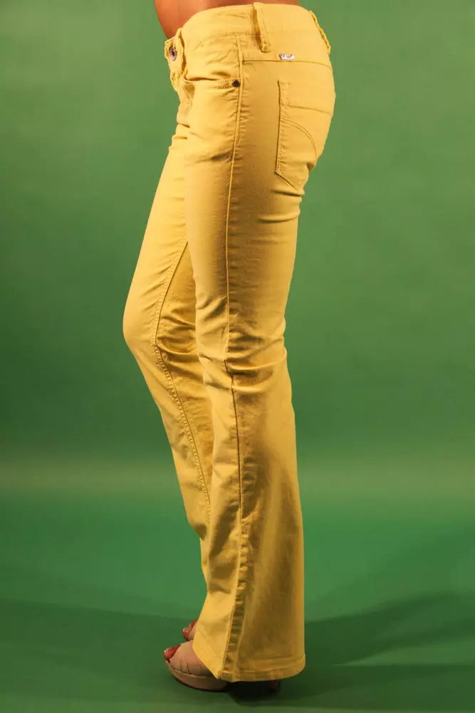 Gaudi Chic Yellow Narrow Leg Trousers