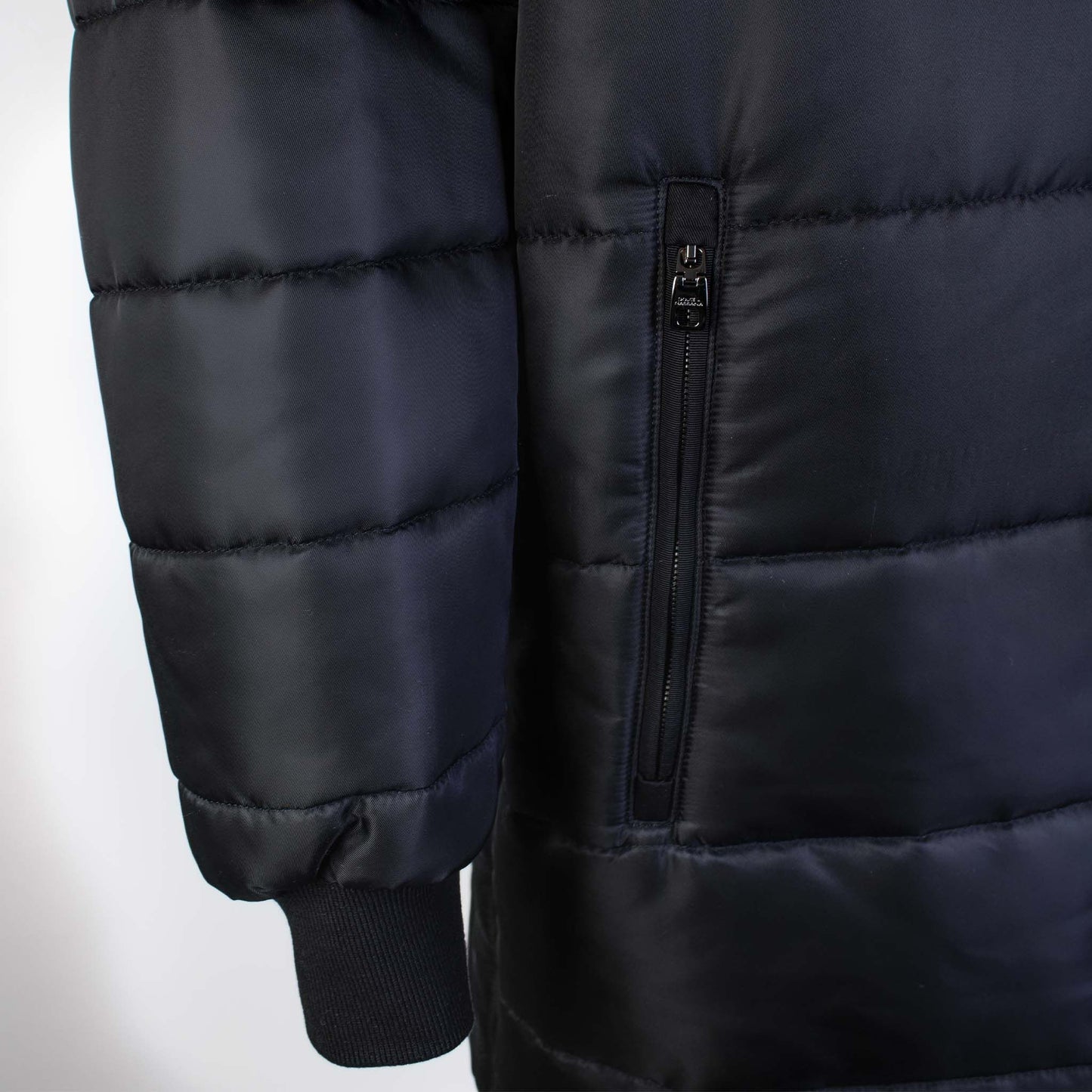 Dolce & Gabbana Elegant Quilted Long Black Jacket