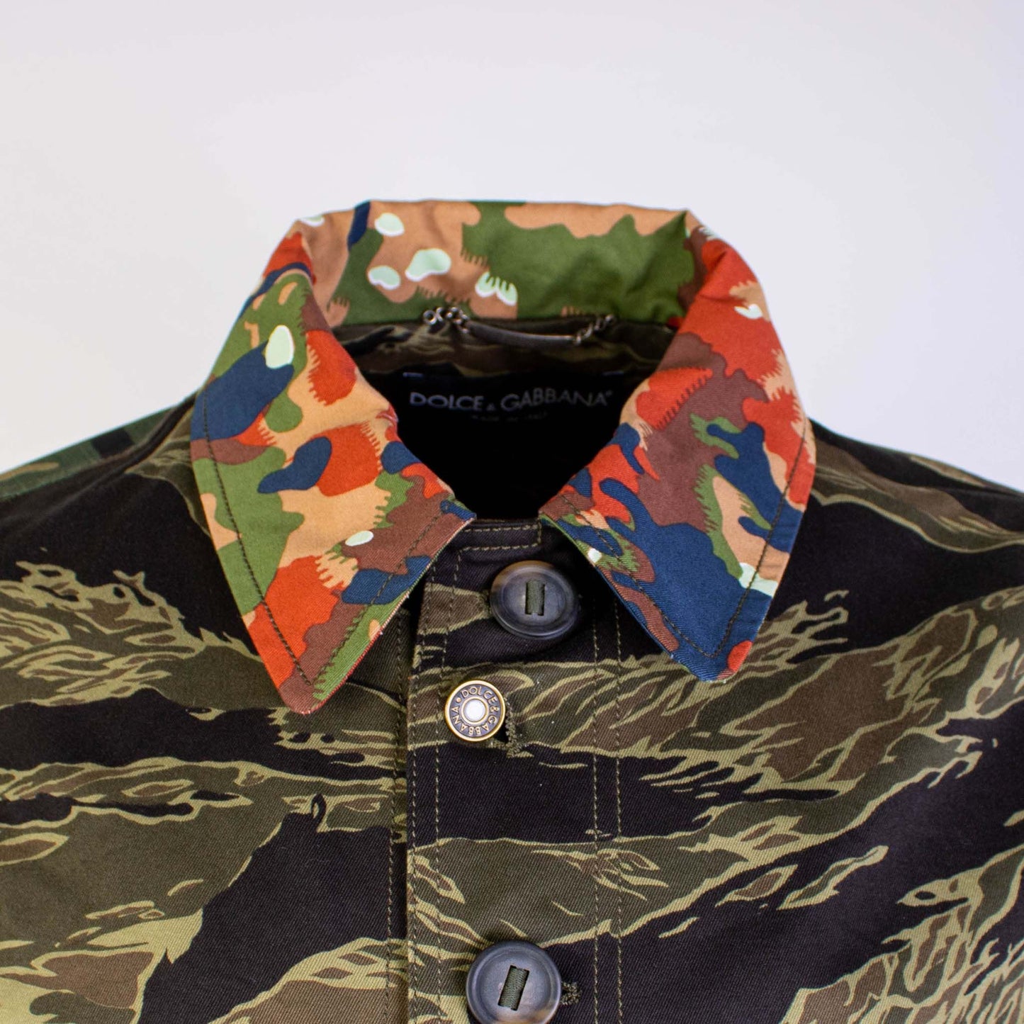 Dolce & Gabbana Camouflage Embellished Cotton Jacket