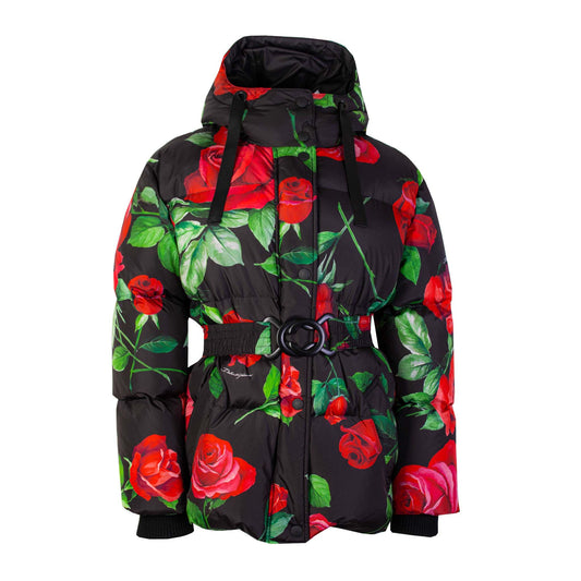 Dolce & Gabbana Elegant Rose Quilted Jacket with Hood