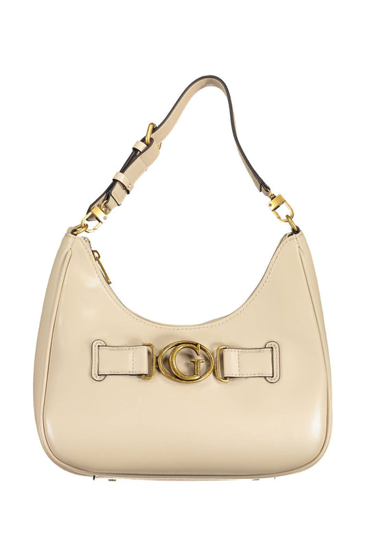 Guess Jeans Chic Beige Shoulder Handbag with Contrasting Details