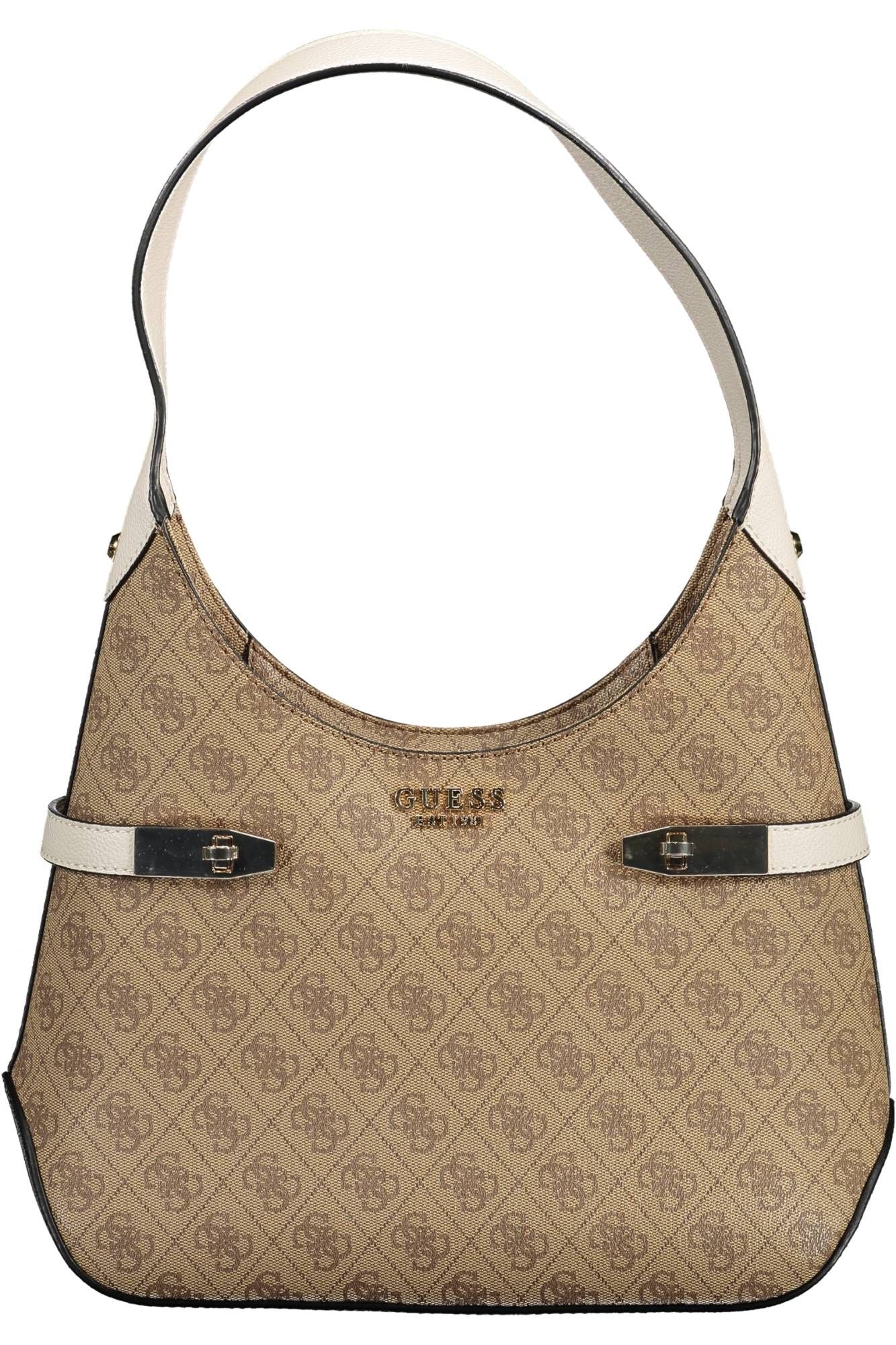 Guess Jeans Chic Beige Shoulder Bag with Contrasting Details