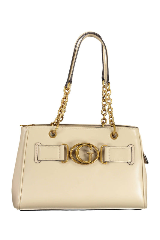 Guess Jeans Chic Beige Polyurethane Handbag with Logo