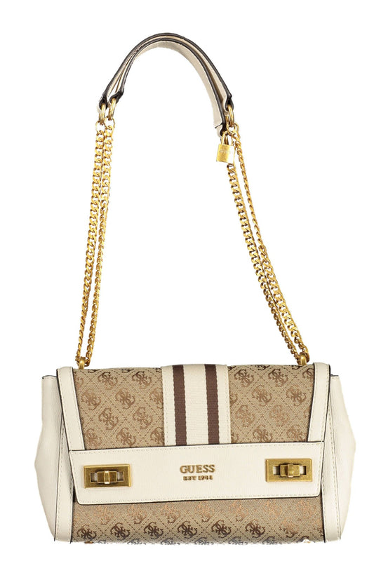 Guess Jeans Elegant Beige Chain Shoulder Handbag