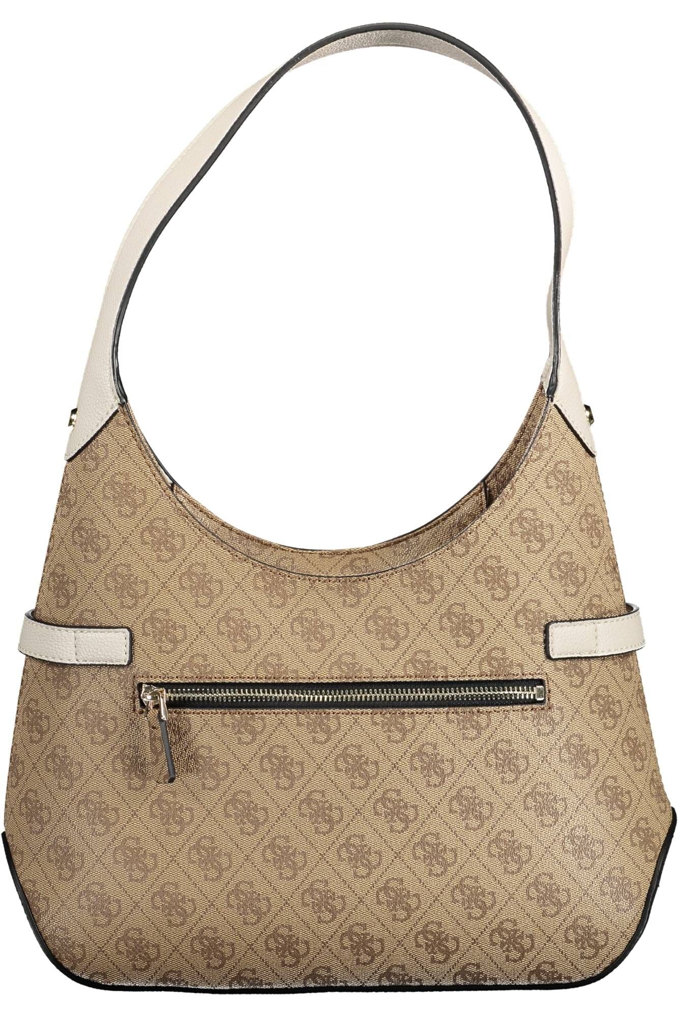 Guess Jeans Chic Beige Shoulder Bag with Contrasting Details