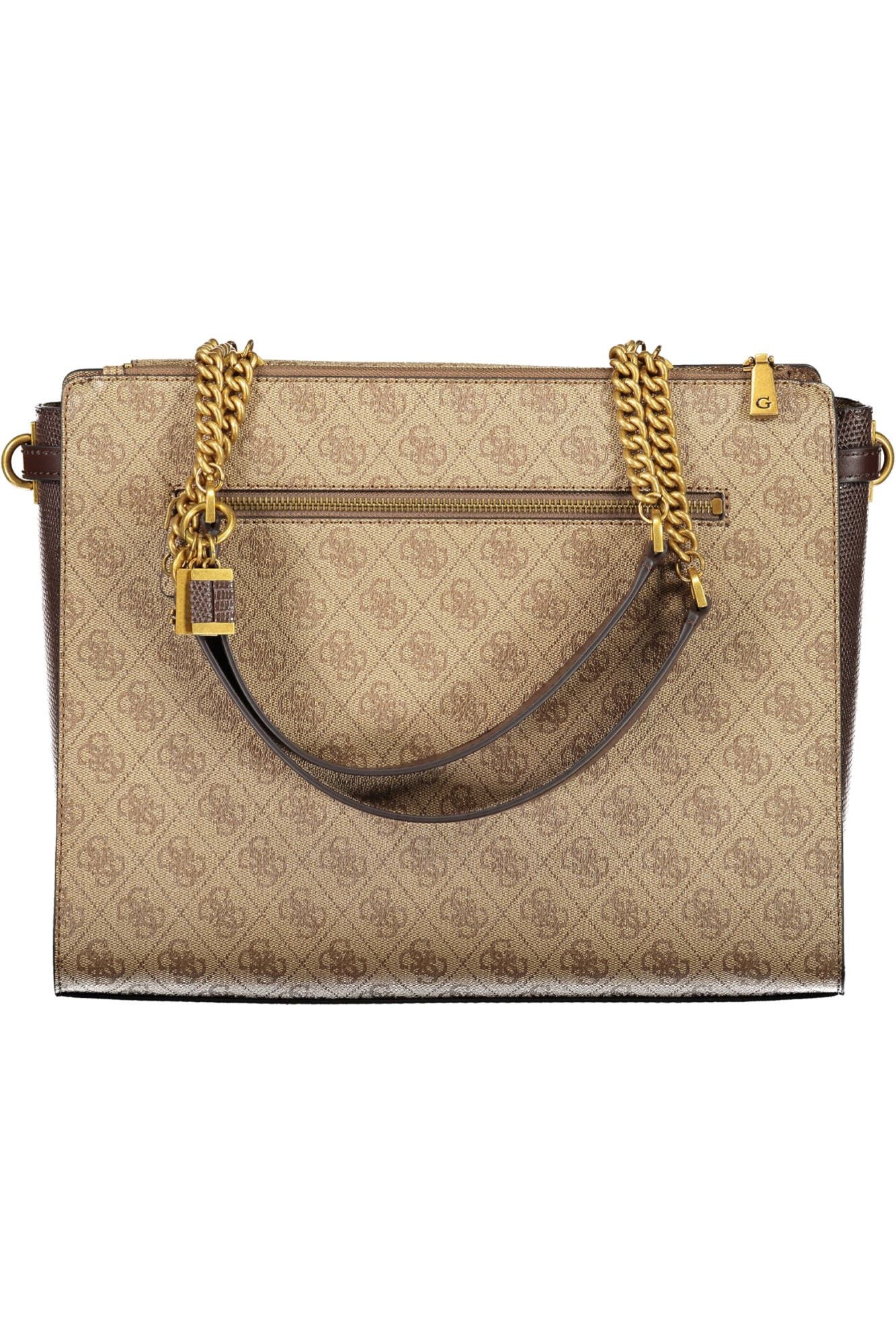 Guess Jeans Chic Beige Dual-Chain Shoulder Bag