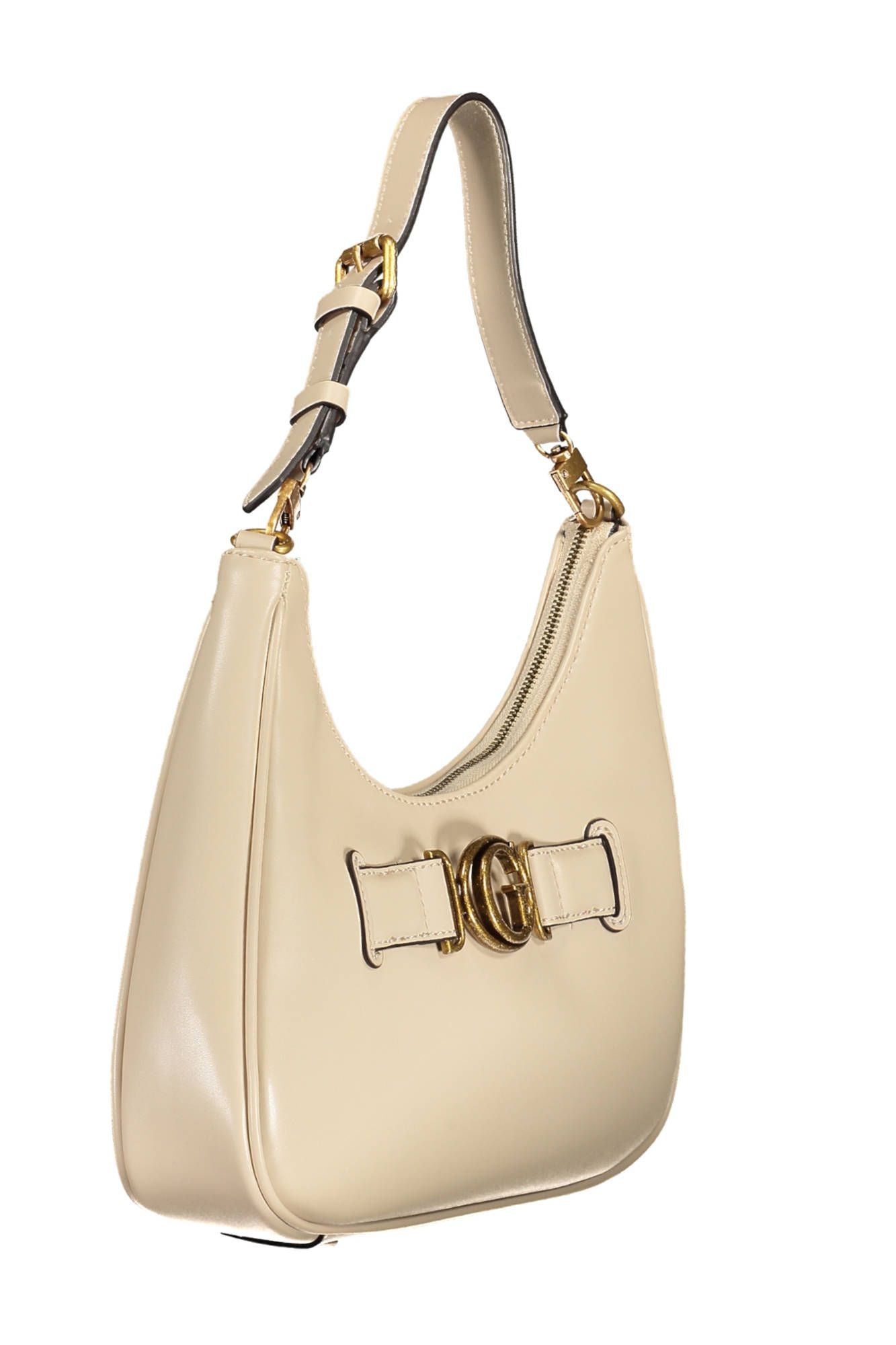 Guess Jeans Chic Beige Shoulder Handbag with Contrasting Details