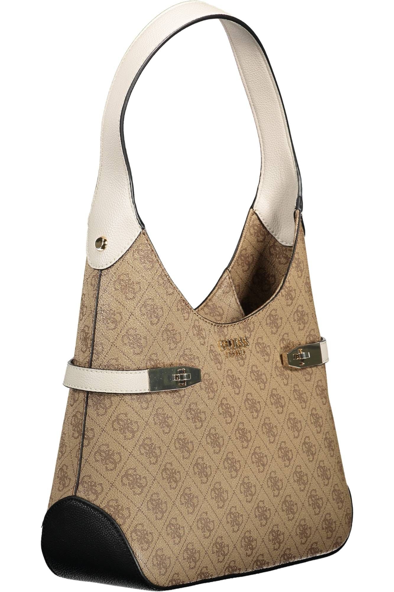 Guess Jeans Chic Beige Shoulder Bag with Contrasting Details