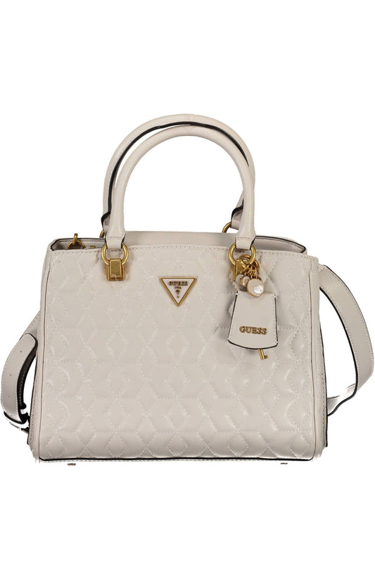 Guess Jeans Chic White Polyurethane Handbag with Contrasting Details