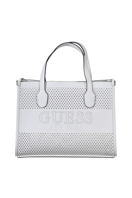 Guess Jeans Chic White Convertible Handbag with Contrasting Details