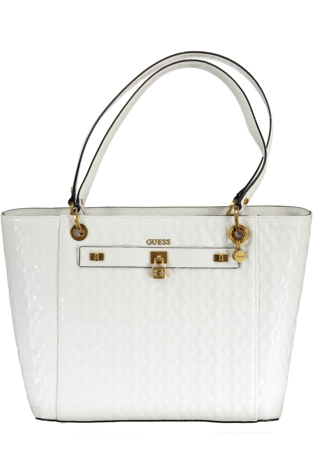 Guess Jeans Chic White Shoulder Bag with Contrasting Details