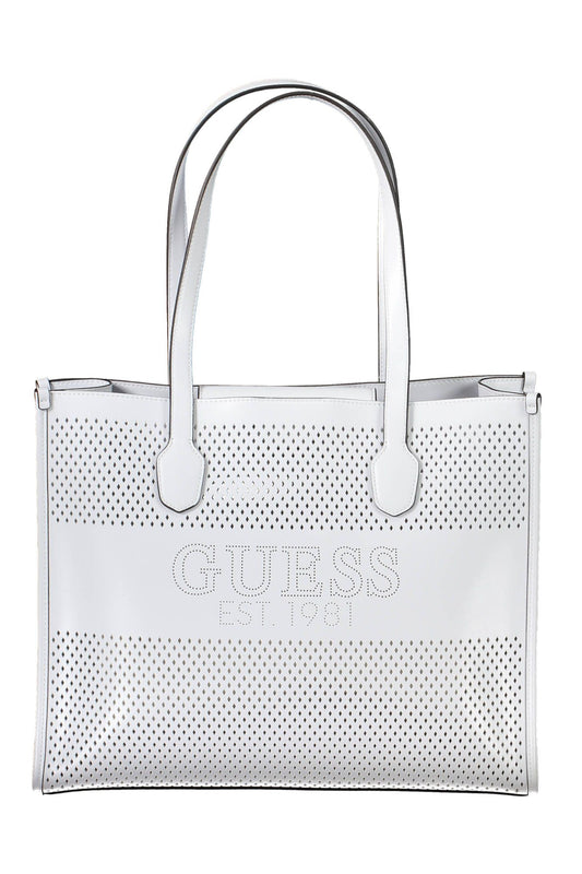 Guess Jeans Chic White Polyurethane Handbag with Convertible Pochette