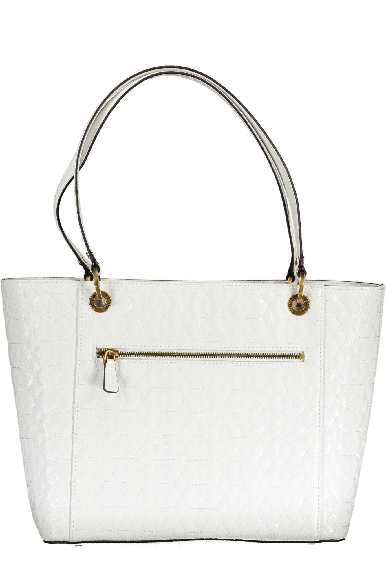 Guess Jeans Chic White Shoulder Bag with Contrasting Details