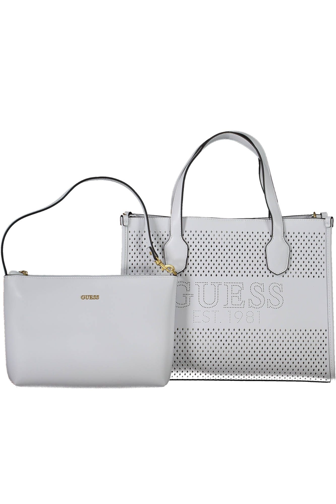 Guess Jeans Chic White Convertible Handbag with Contrasting Details