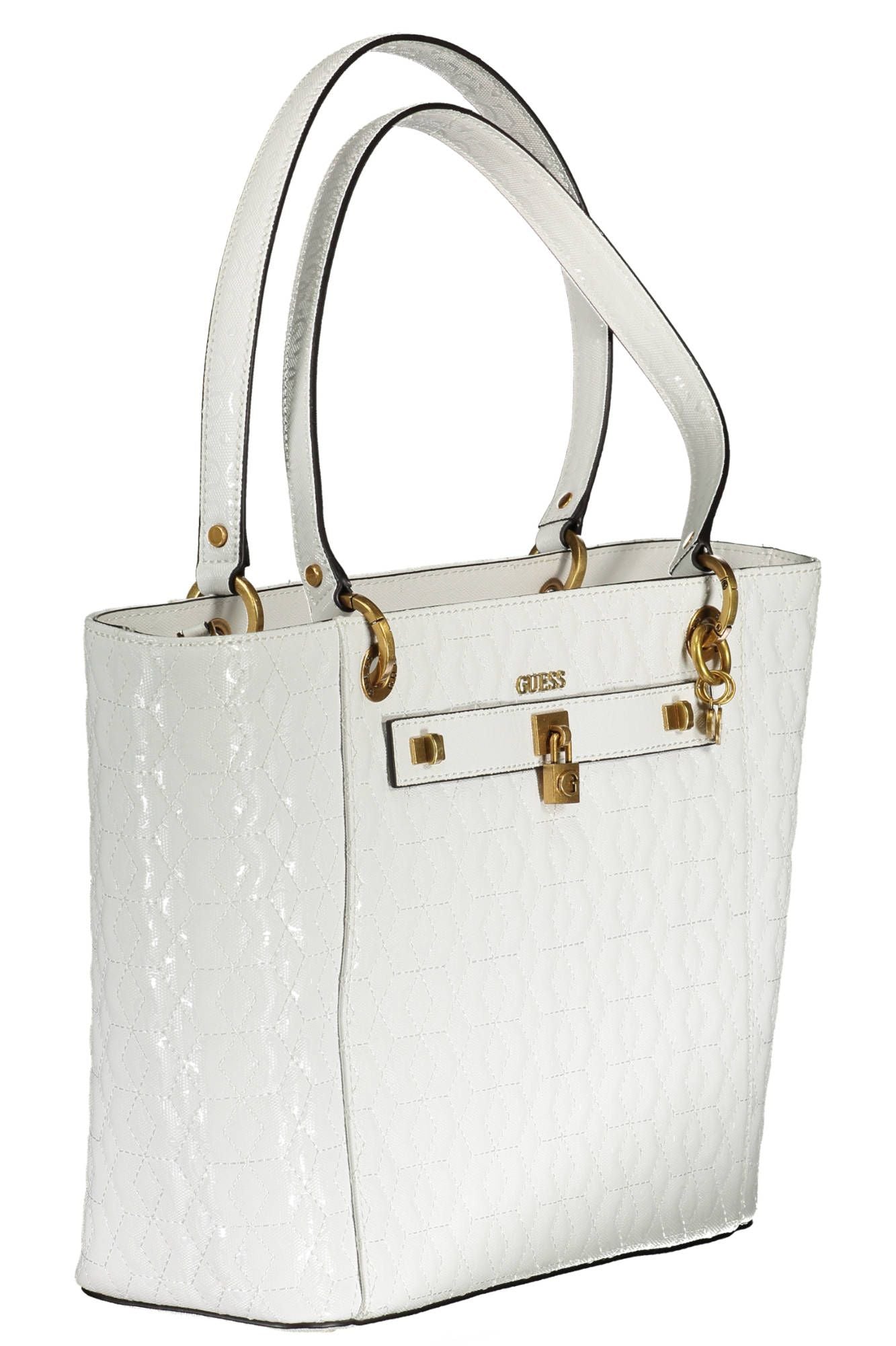 Guess Jeans Chic White Shoulder Bag with Contrasting Details