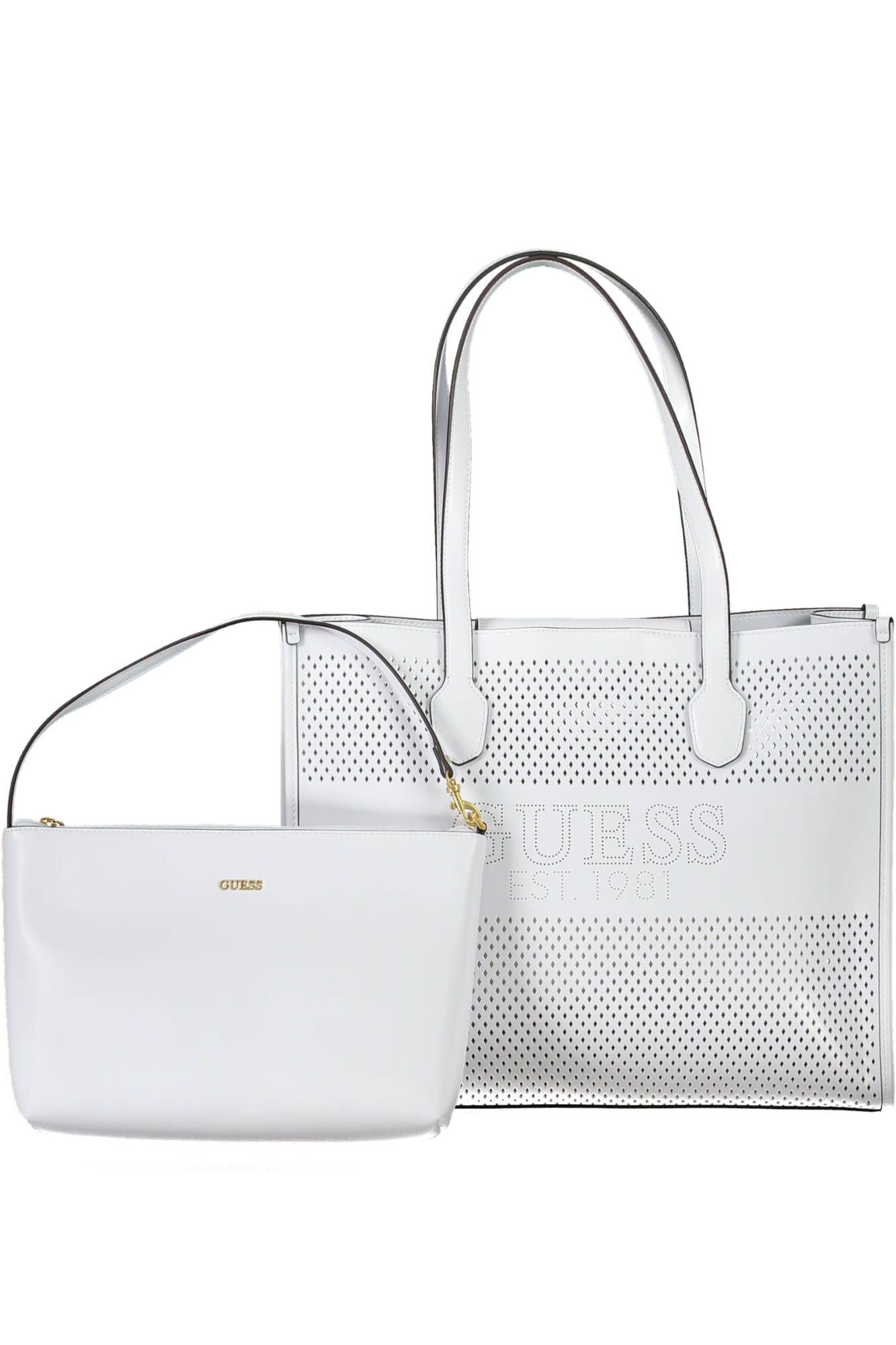 Guess Jeans Chic White Polyurethane Handbag with Convertible Pochette