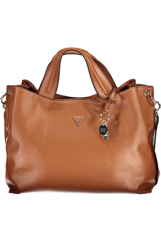 Guess Jeans Chic Brown Shoulder Handbag with Contrasting Details