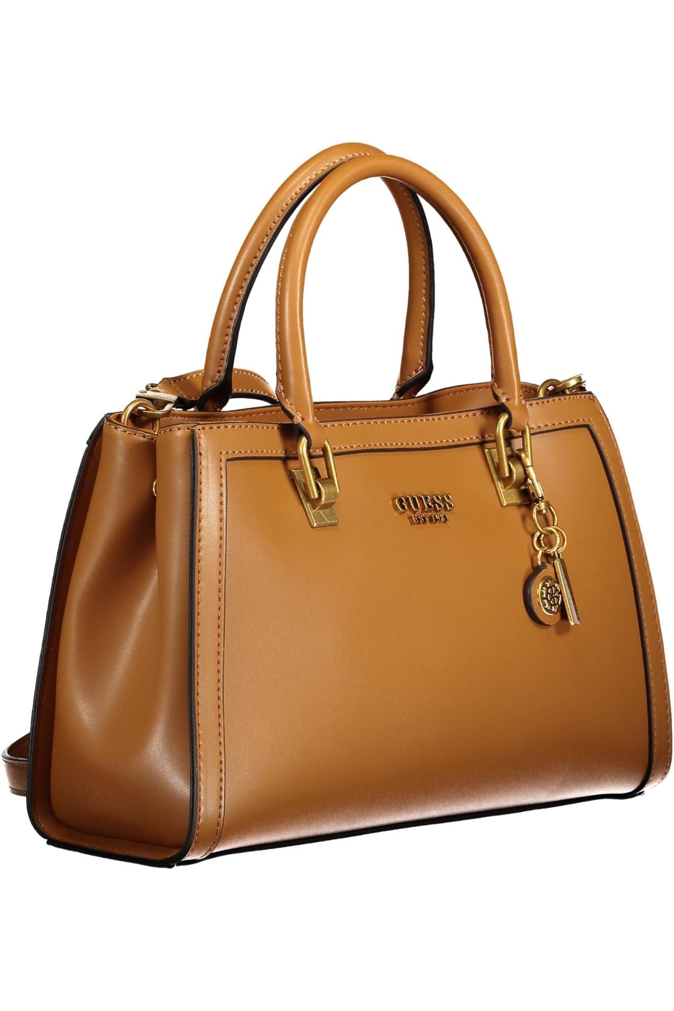 Guess Jeans Chic Brown Polyurethane Handbag with Contrasting Details