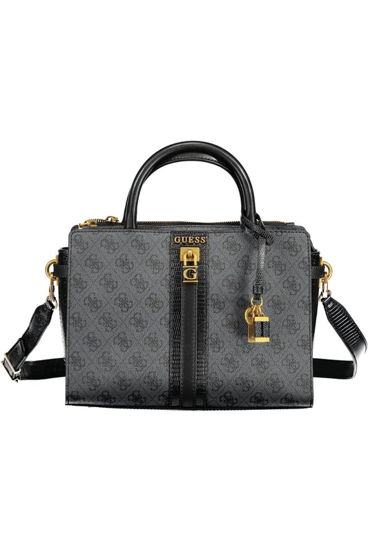 Guess Jeans Chic Black Polyurethane Satchel with Contrasting Details