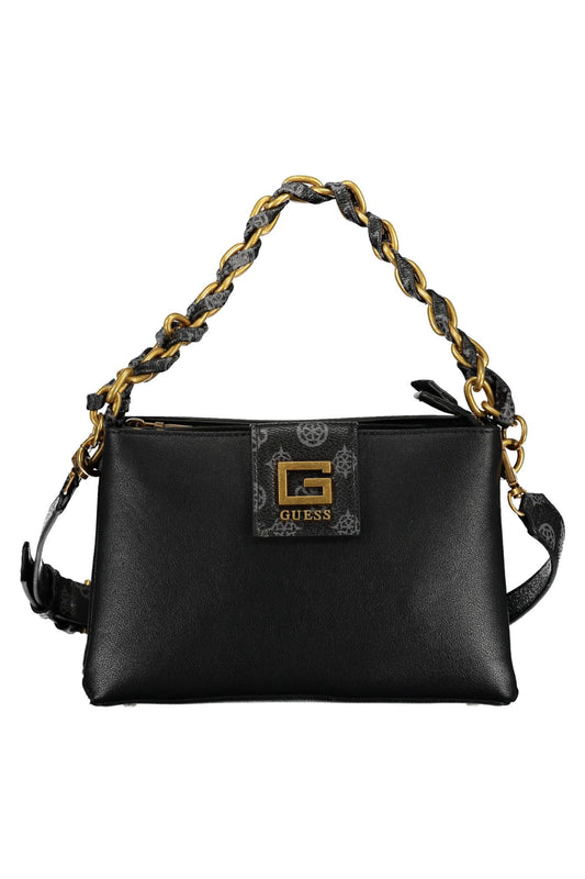 Guess Jeans Sleek Black Chain Shoulder Handbag