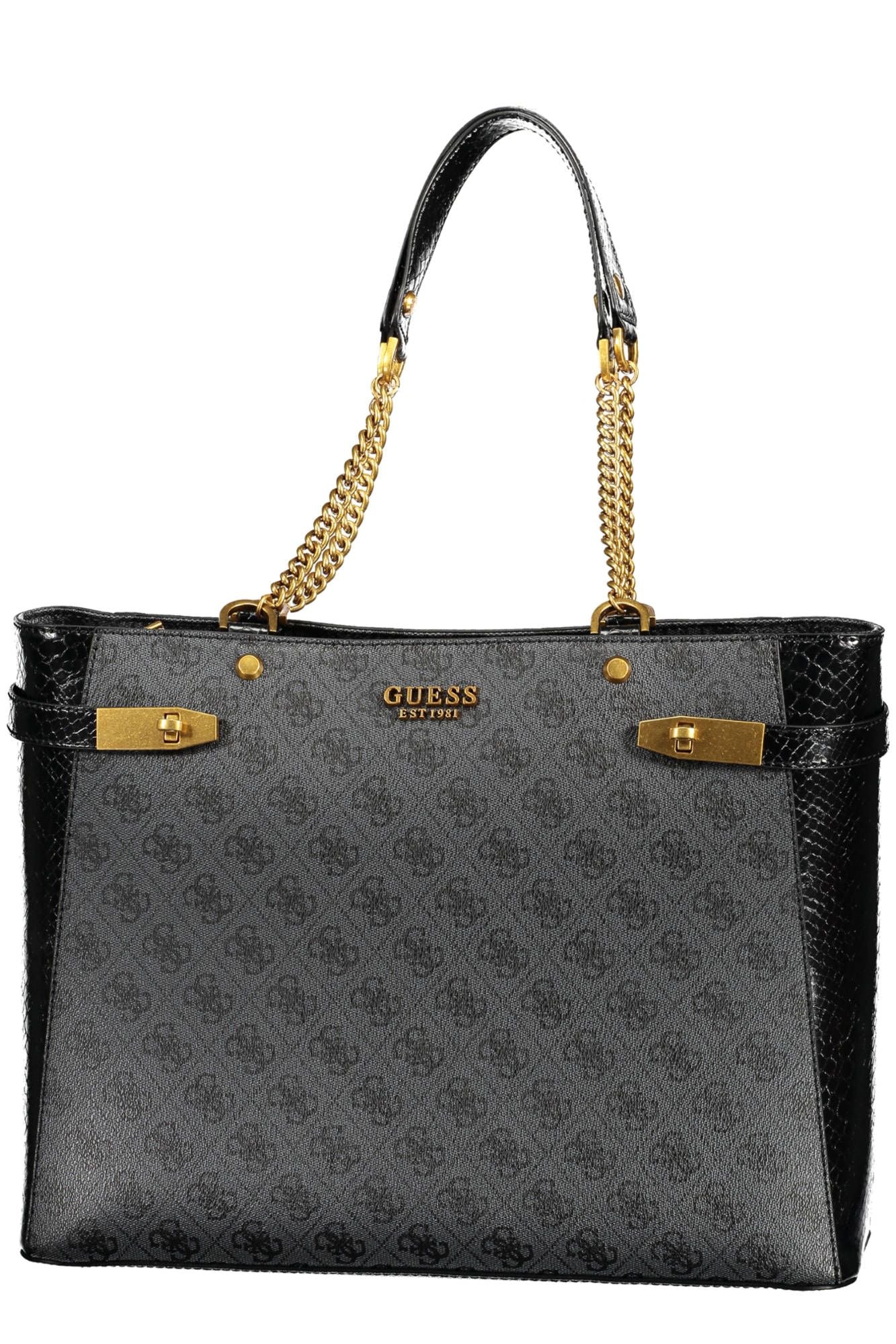 Guess Jeans Chic Black Chain-Handle Shoulder Bag