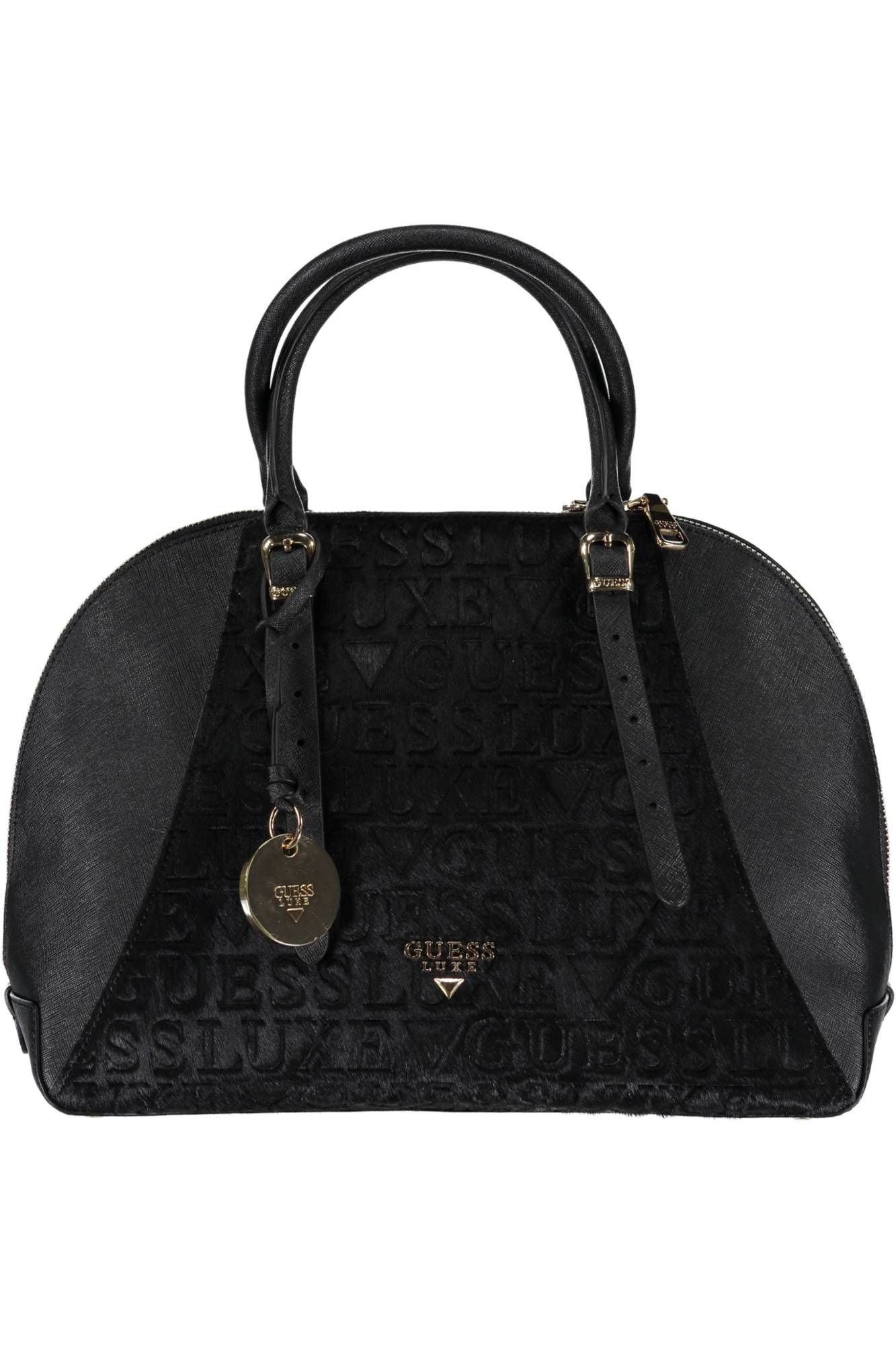 Guess Jeans Elegant Black Leather Handbag with Logo Detail