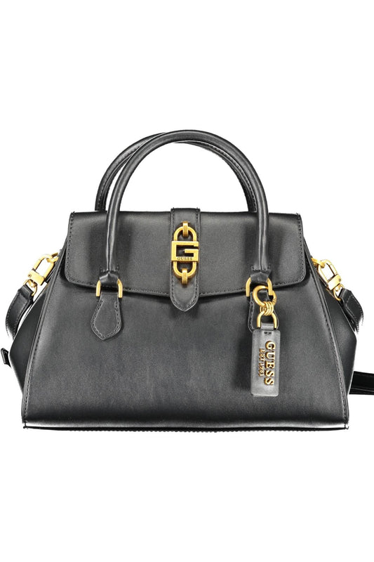 Guess Jeans Chic Black Expandable Handbag with Contrasting Details