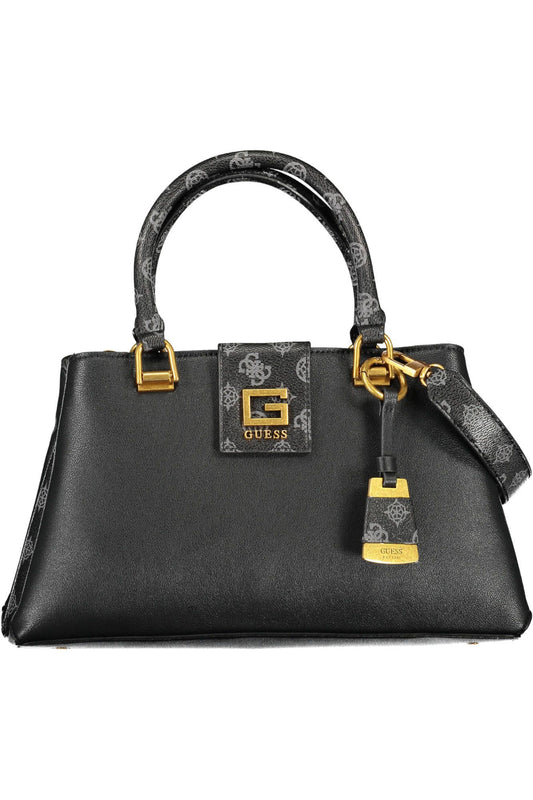 Guess Jeans Elegant Black Polyurethane Handbag with Contrasting Details