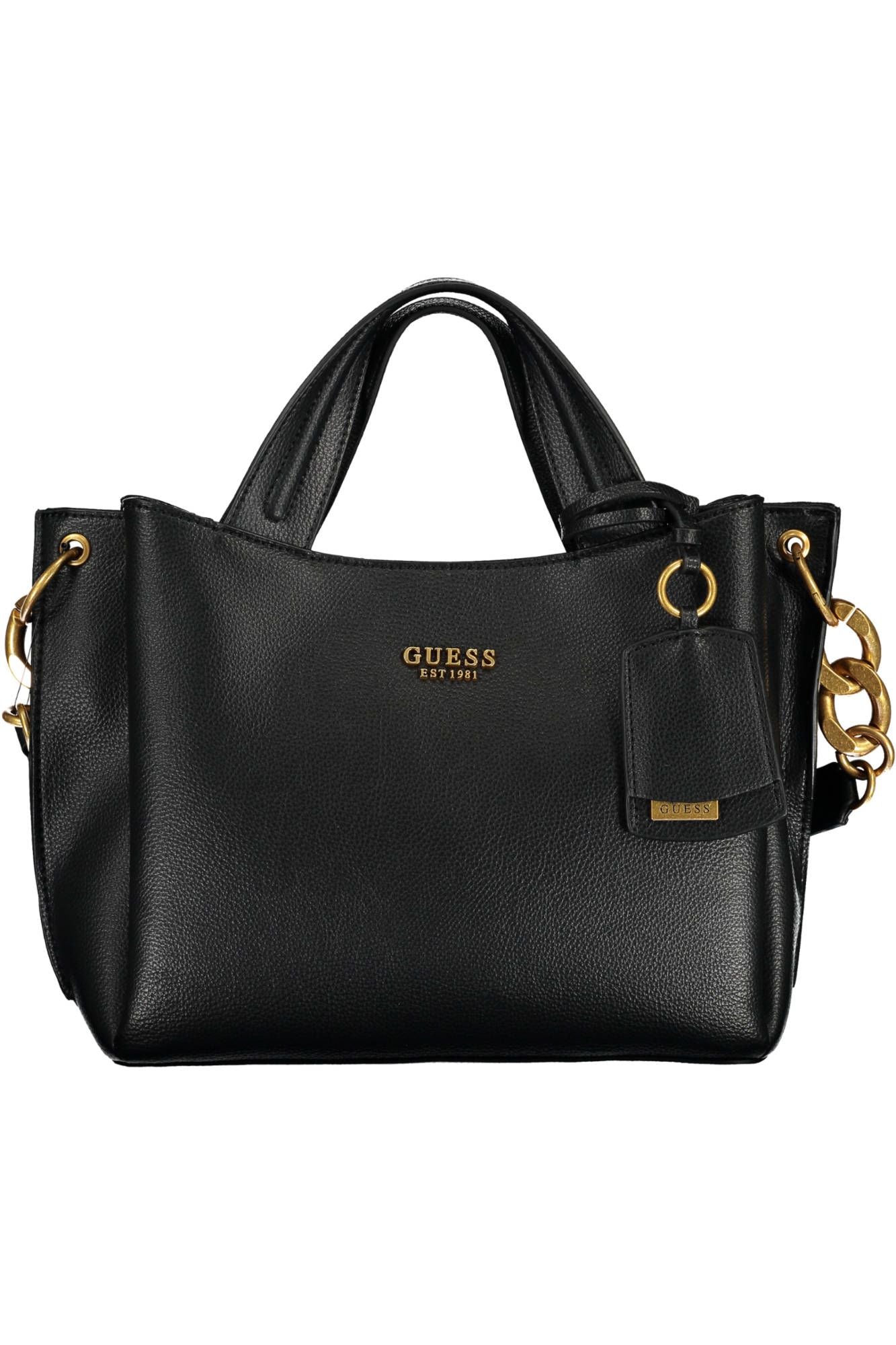 Guess Jeans Chic Black Polyurethane Handbag with Contrasting Details