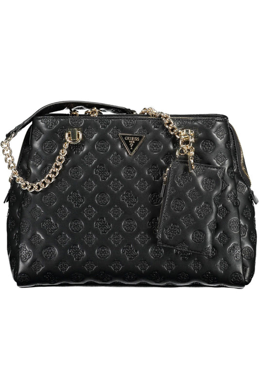 Guess Jeans Chic Black Two-Chain Shoulder Handbag