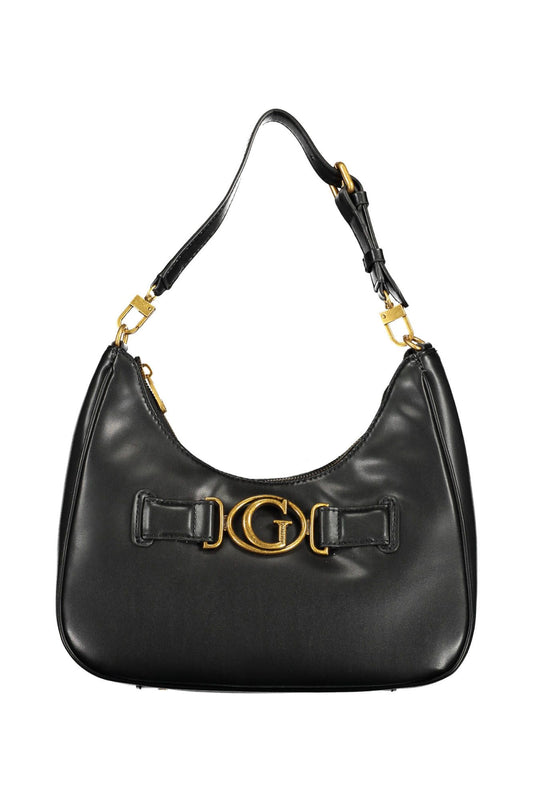 Guess Jeans Chic Black Shoulder Bag with Contrasting Details