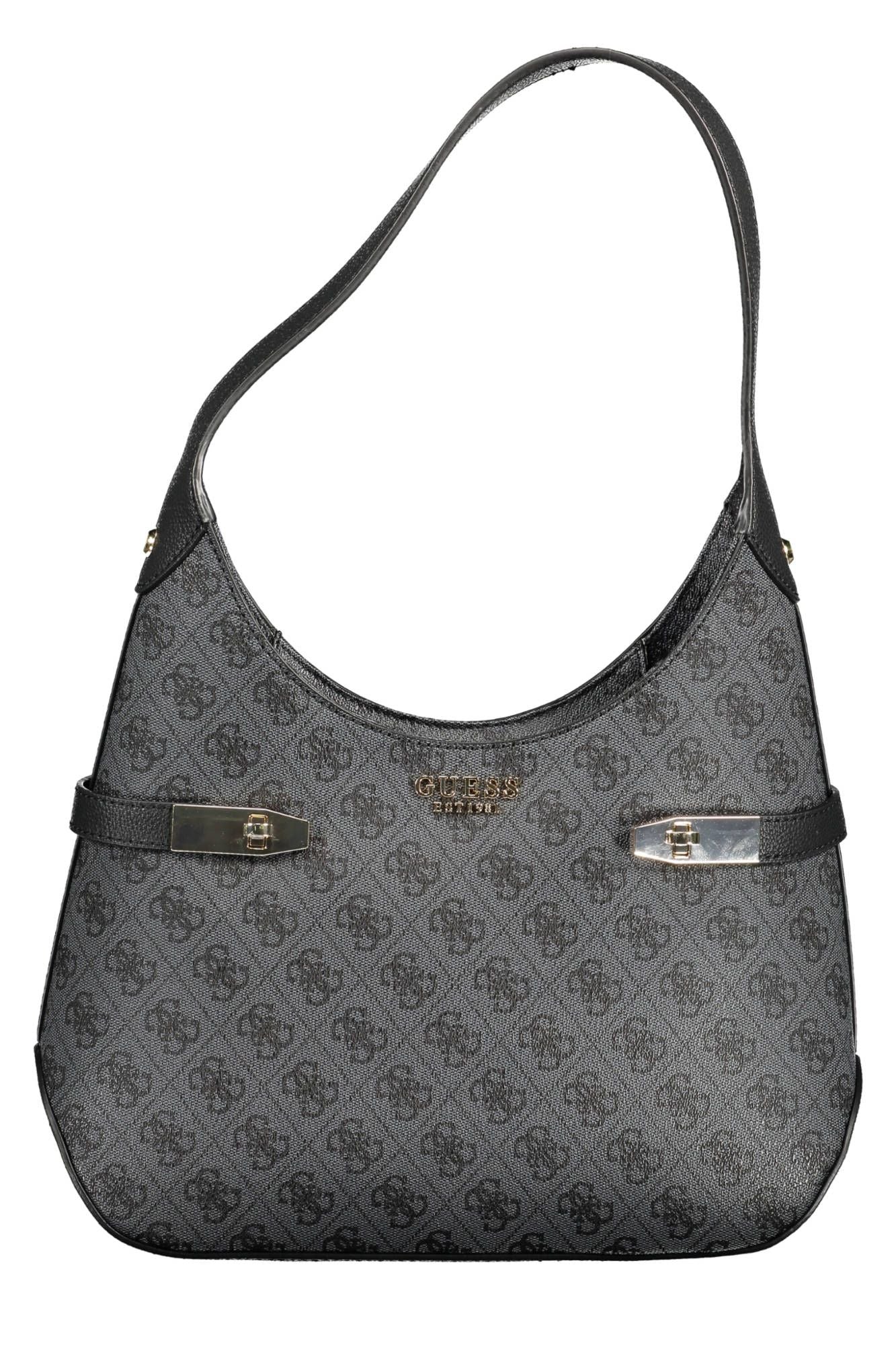 Guess Jeans Chic Black Shoulder Bag with Contrasting Details