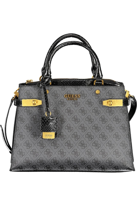 Guess Jeans Elegant Black Cotton Handbag with Contrasting Details