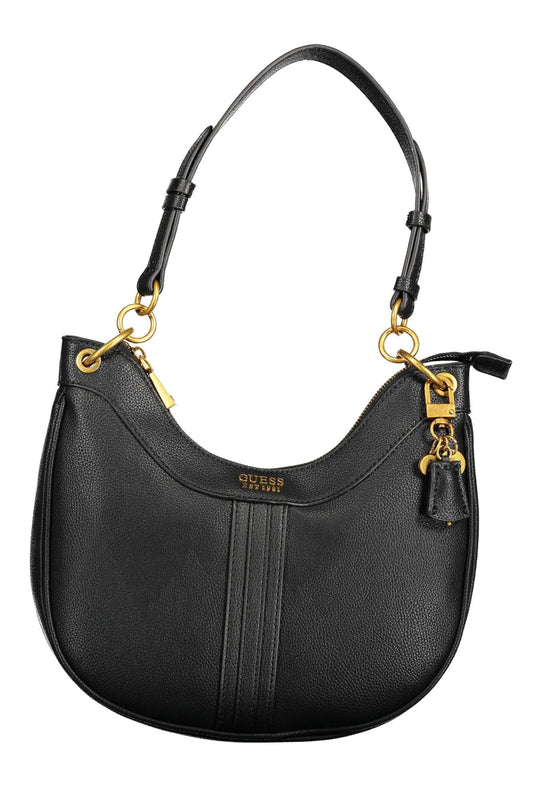 Guess Jeans Elegant Black Shoulder Bag with Contrasting Details