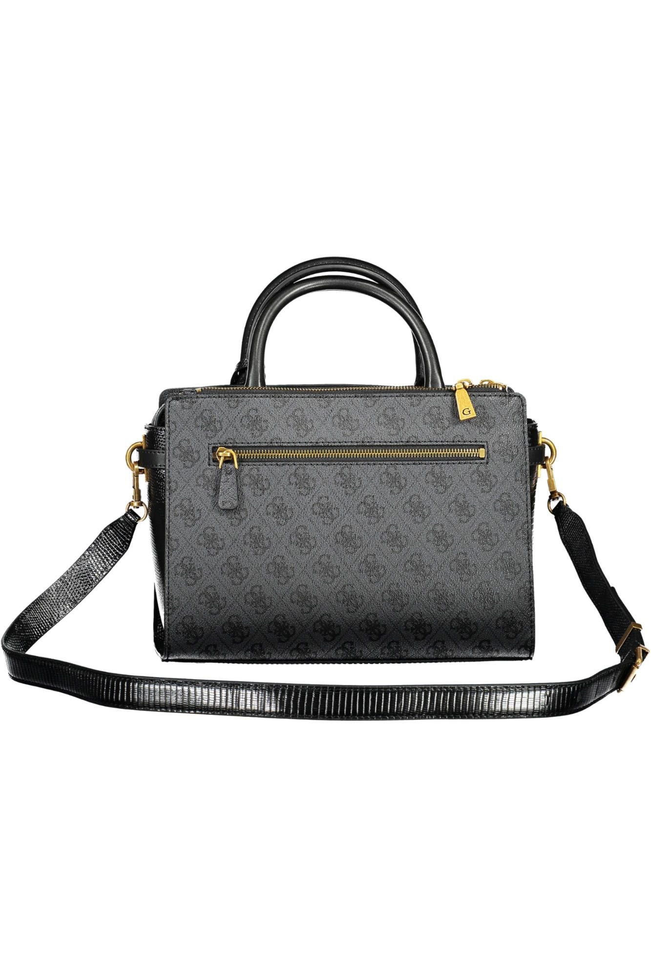 Guess Jeans Chic Black Polyurethane Satchel with Contrasting Details