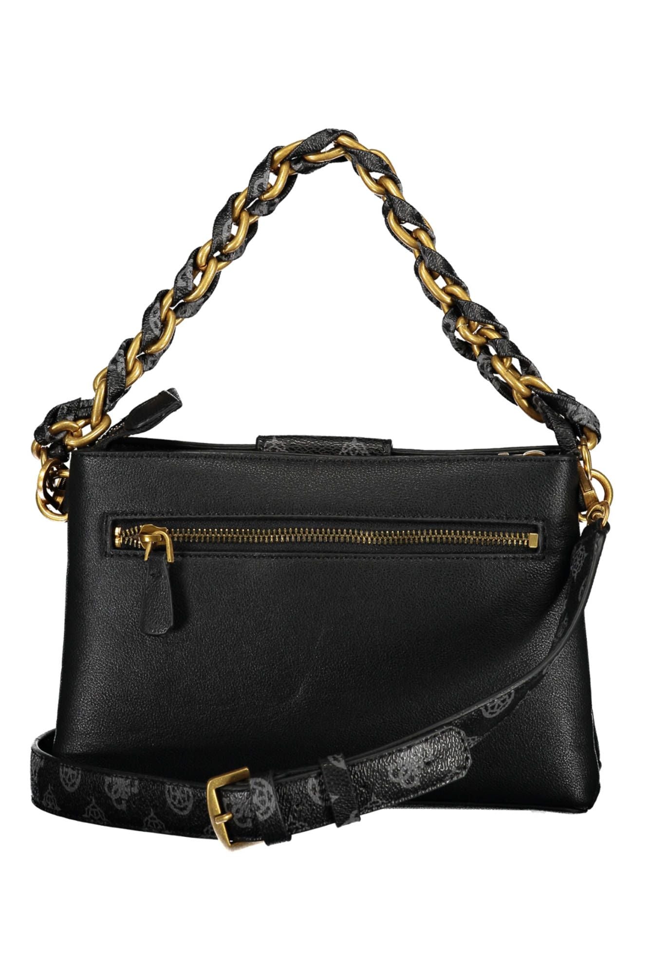 Guess Jeans Sleek Black Chain Shoulder Handbag