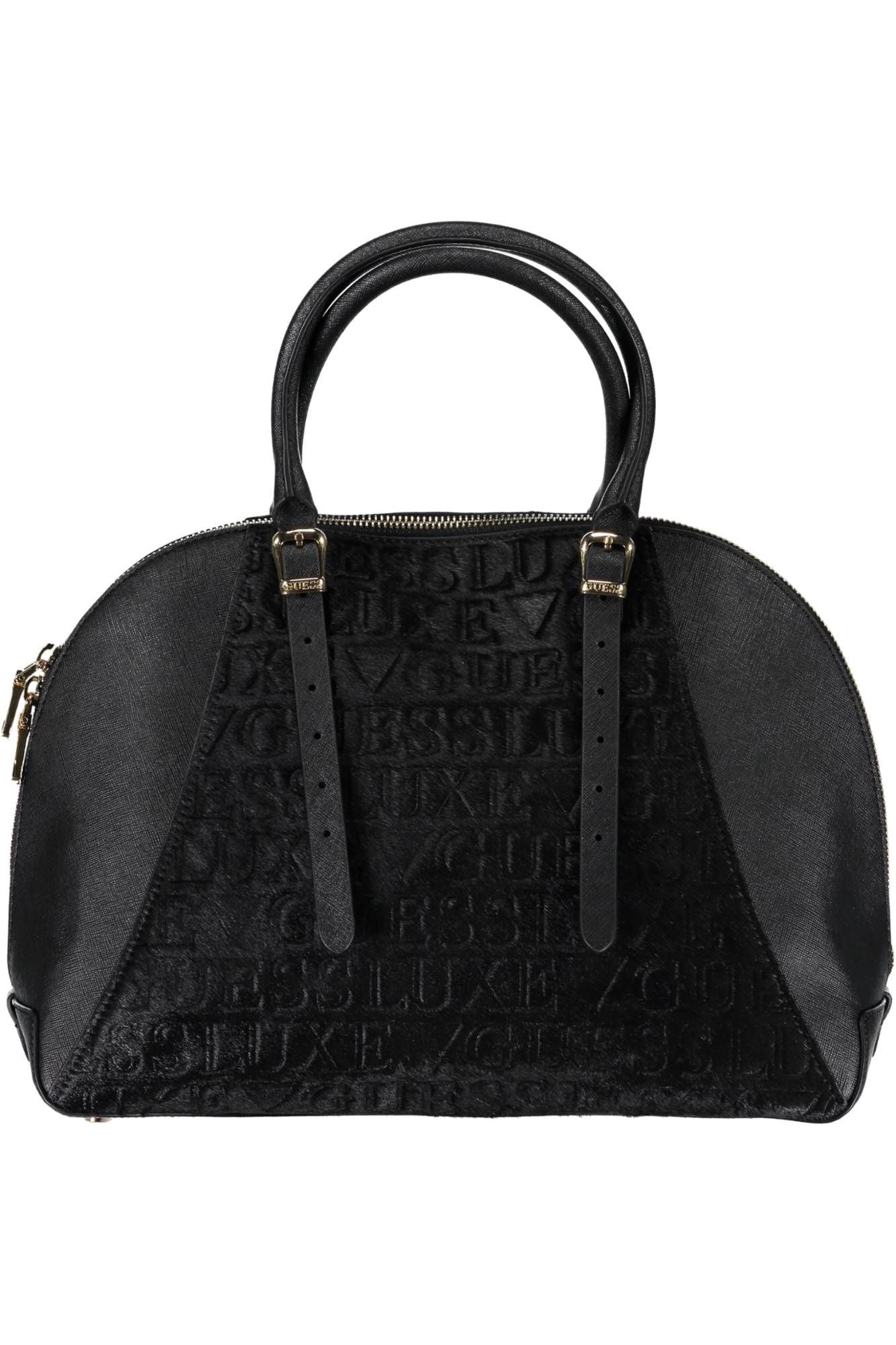 Guess Jeans Elegant Black Leather Handbag with Logo Detail