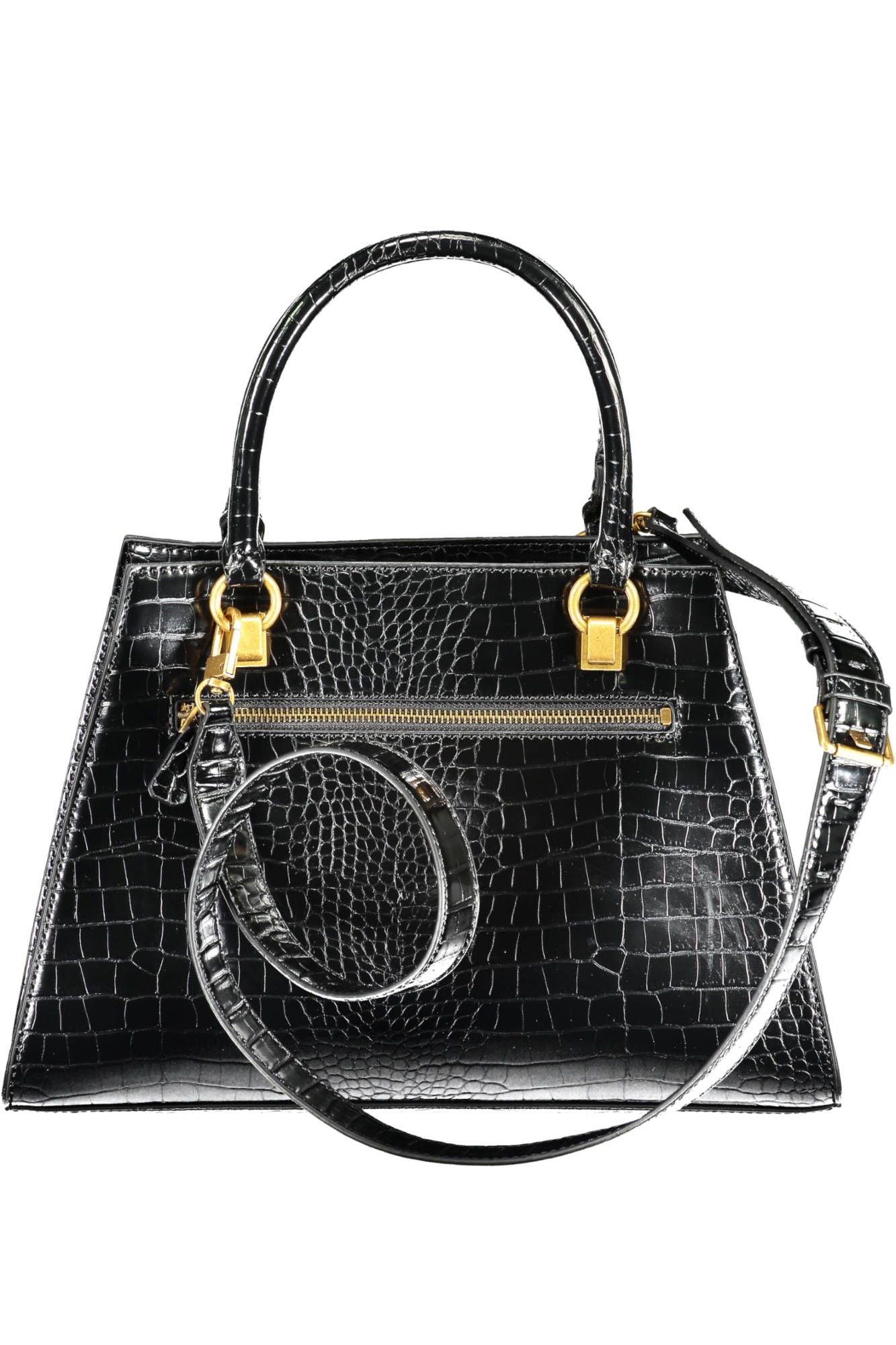 Guess Jeans Chic Black Polyurethane Handbag with Contrasting Details