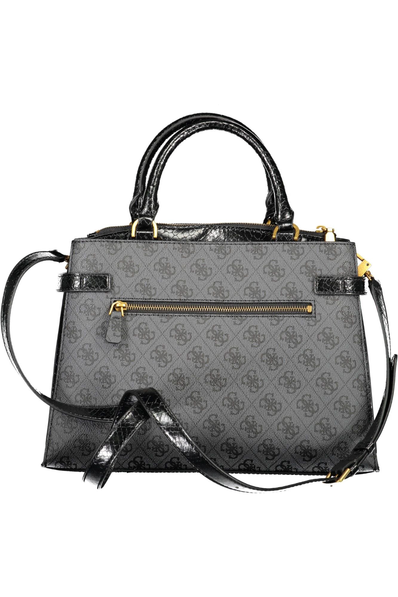 Guess Jeans Elegant Black Cotton Handbag with Contrasting Details