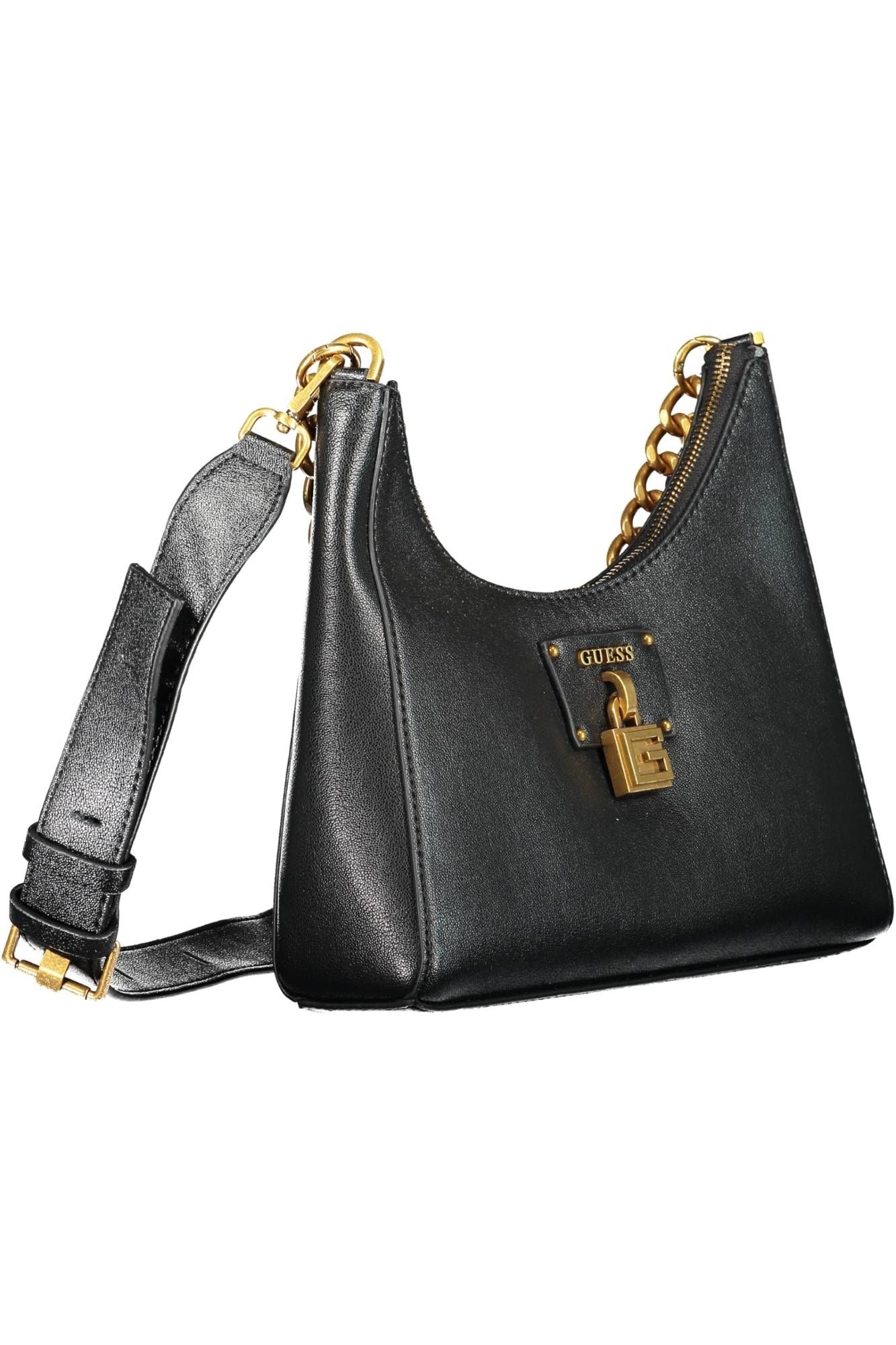 Guess Jeans Chic Black Chain Handle Shoulder Bag