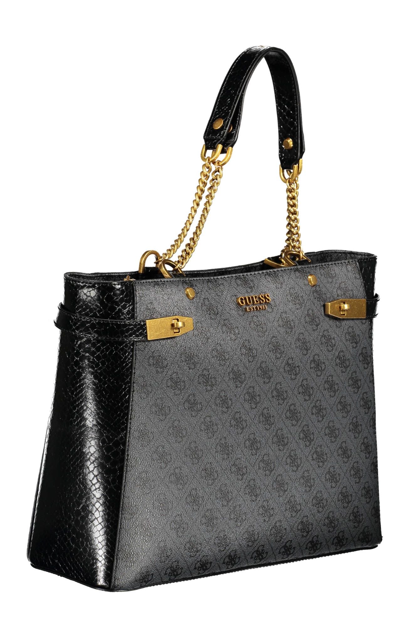 Guess Jeans Chic Black Chain-Handle Shoulder Bag