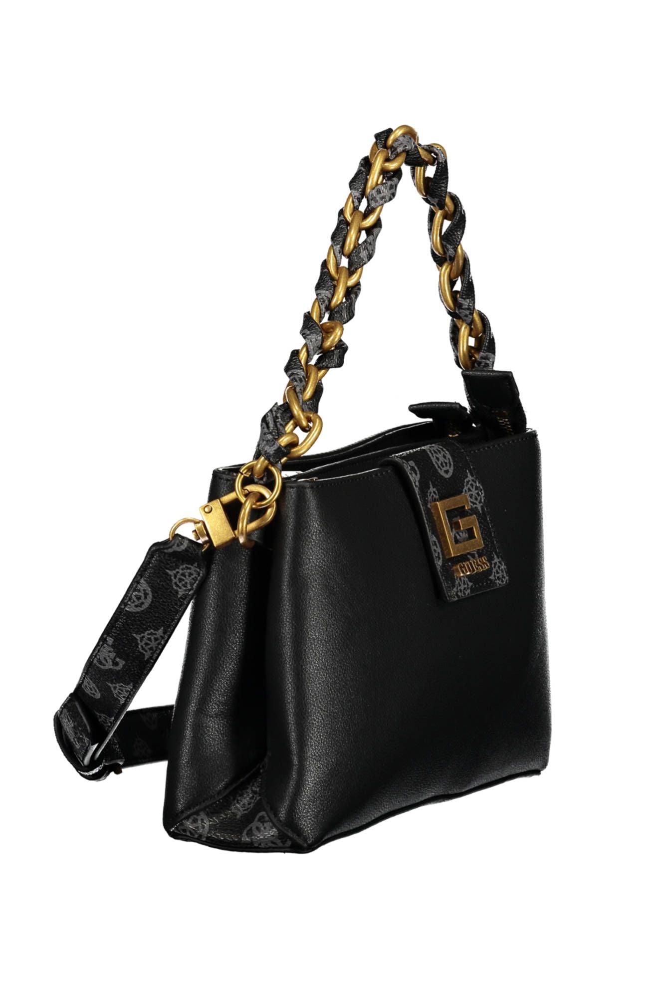 Guess Jeans Sleek Black Chain Shoulder Handbag