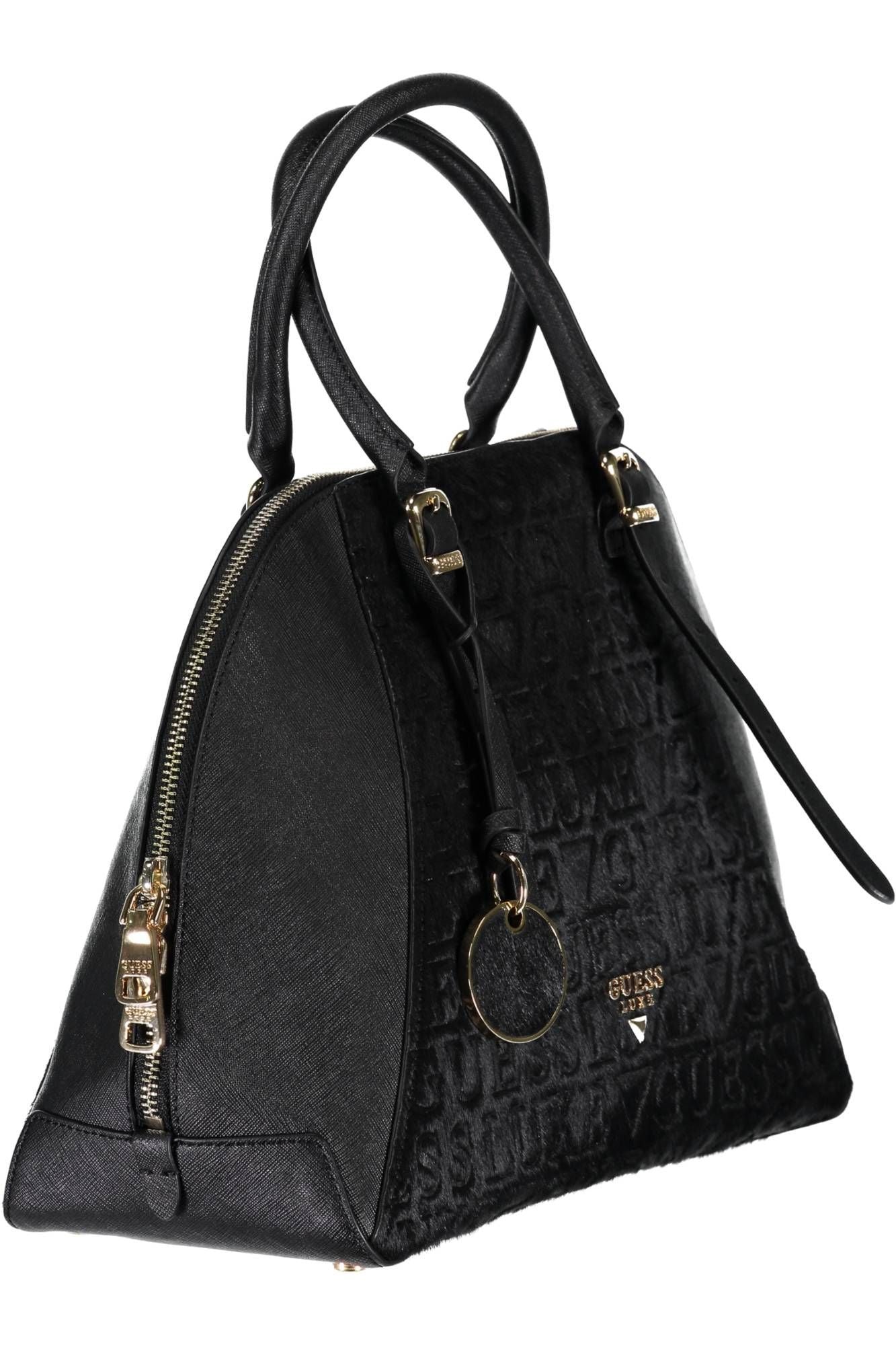 Guess Jeans Elegant Black Leather Handbag with Logo Detail