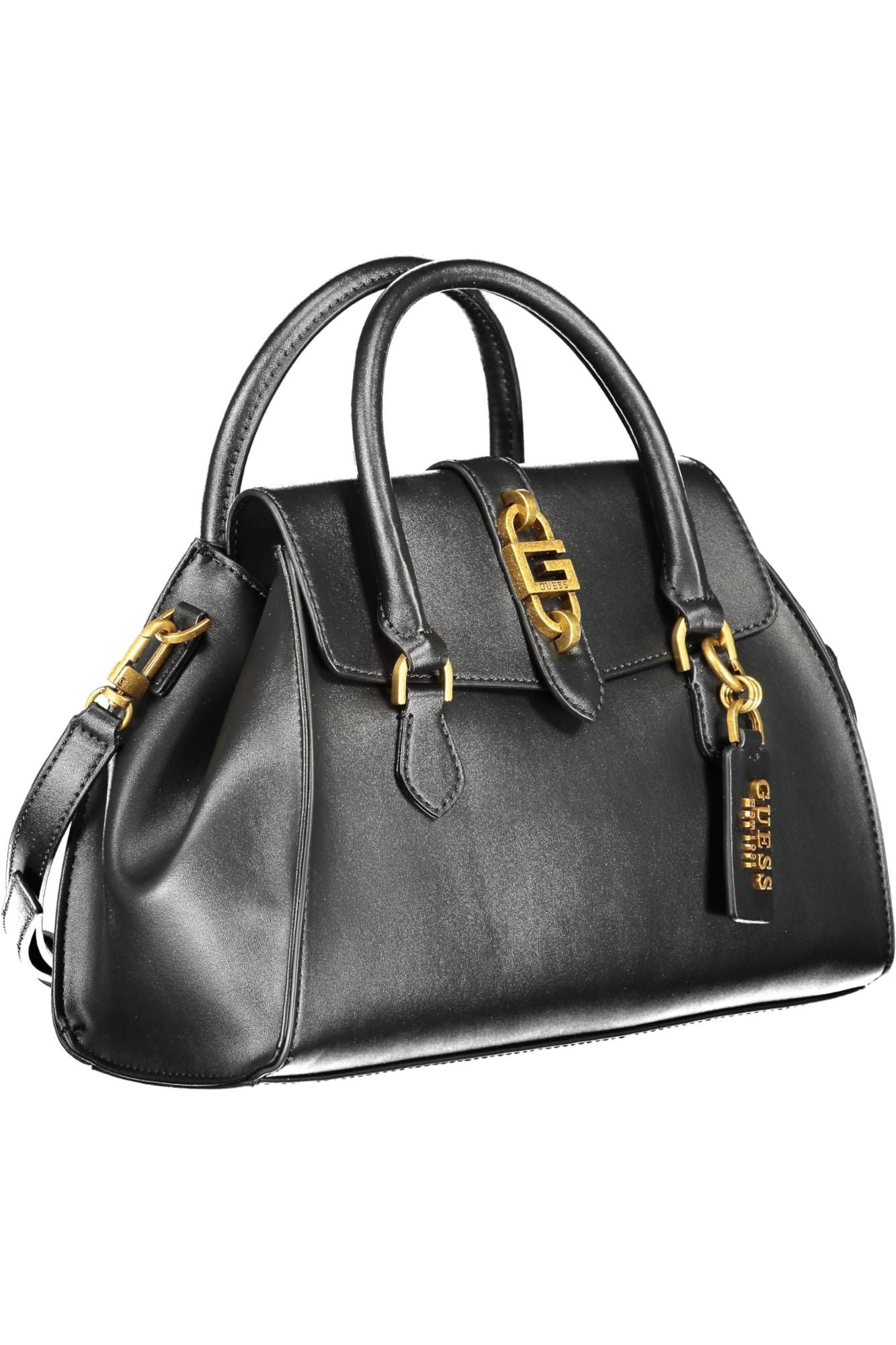 Guess Jeans Chic Black Expandable Handbag with Contrasting Details