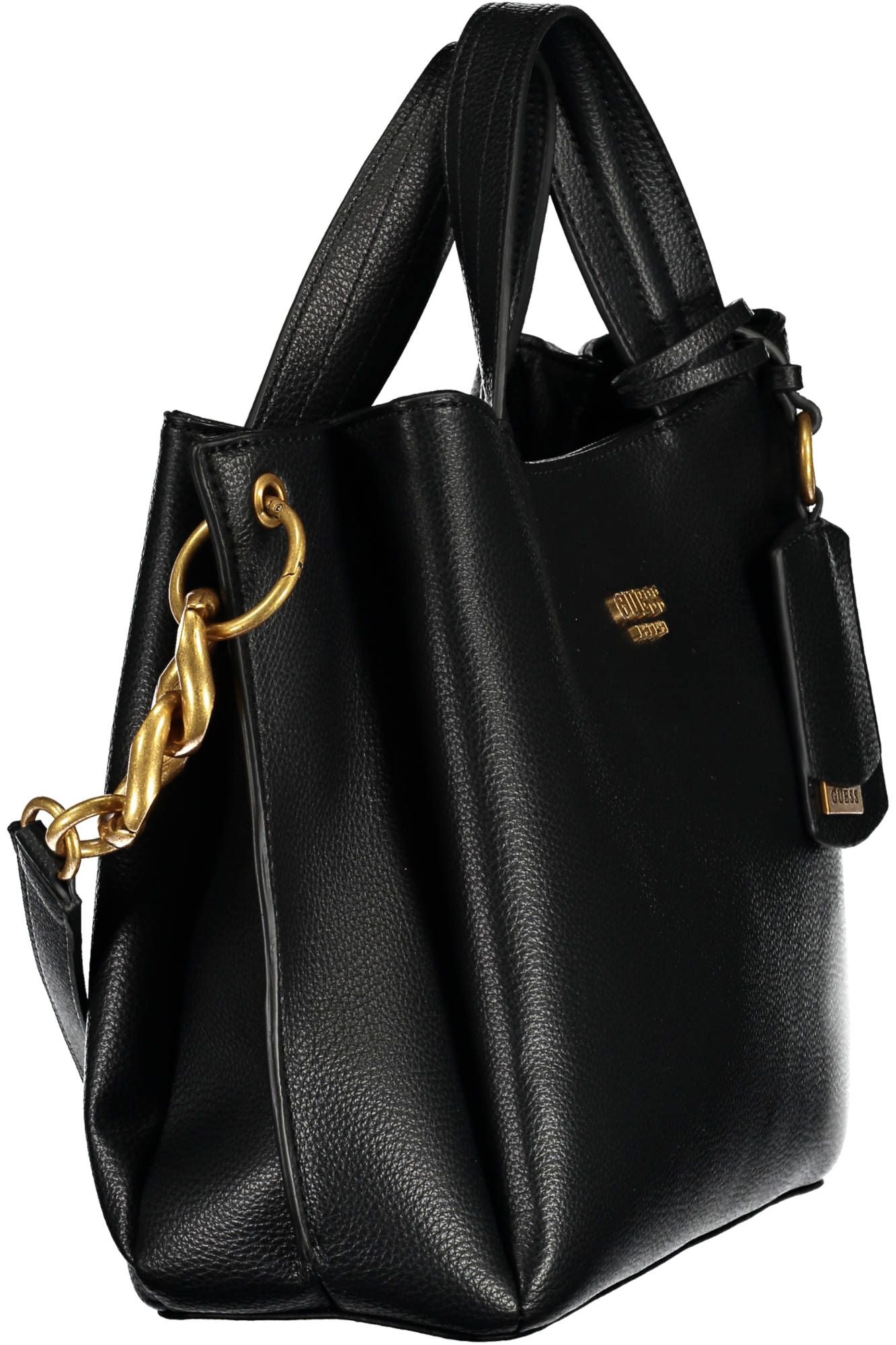 Guess Jeans Chic Black Polyurethane Handbag with Contrasting Details